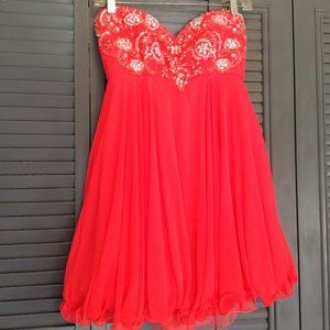 Strapless Jeweled Mini Formal Dress